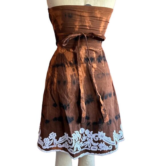 Womens Dress Size 7 Tie Dye Reworked Strapless Hippie Summer Vacation Beach Fun - Picture 4 of 6